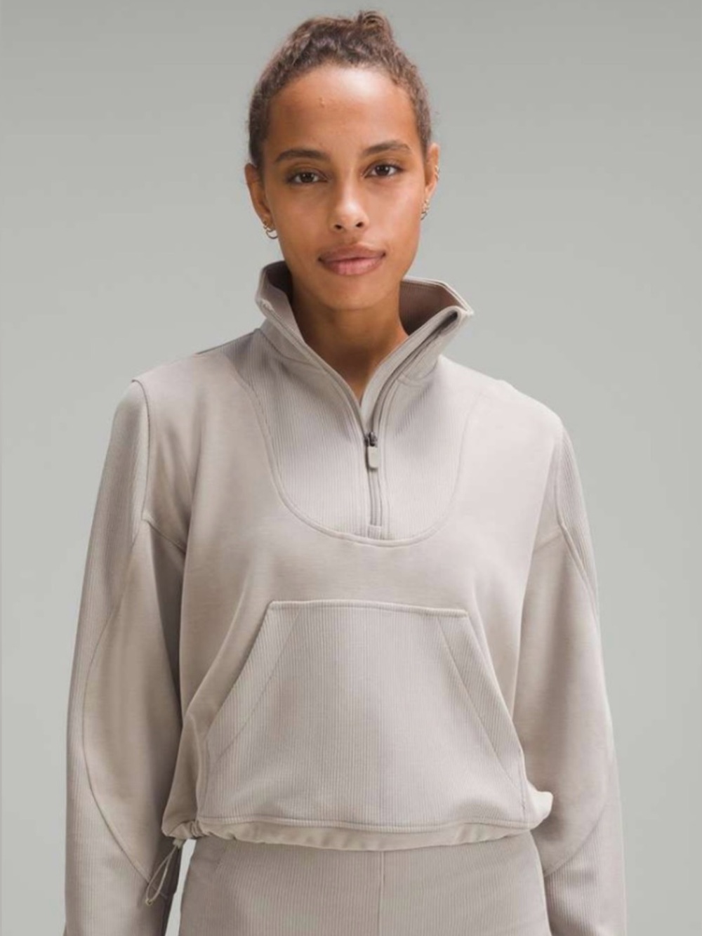 Lululemon Brushed Softstreme Ribbed Half Zip | Riverstone | Size 6